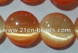 CCT543 15 inches 12mm flat round cats eye beads wholesale