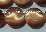 CCT544 15 inches 12mm flat round cats eye beads wholesale