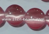 CCT545 15 inches 12mm flat round cats eye beads wholesale