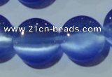 CCT550 15 inches 12mm flat round cats eye beads wholesale