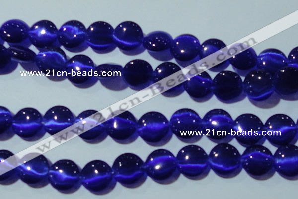 CCT551 15 inches 12mm flat round cats eye beads wholesale