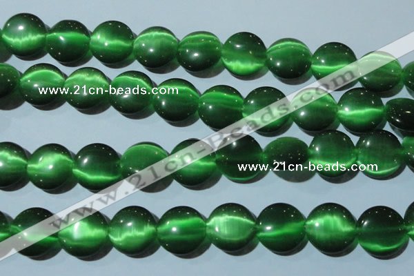 CCT576 15 inches 14mm flat round cats eye beads wholesale