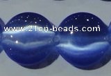 CCT579 15 inches 14mm flat round cats eye beads wholesale