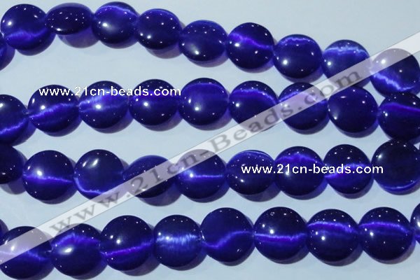 CCT580 15 inches 14mm flat round cats eye beads wholesale