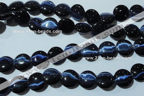 CCT582 15 inches 14mm flat round cats eye beads wholesale