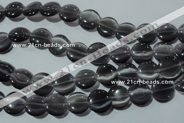 CCT583 15 inches 14mm flat round cats eye beads wholesale