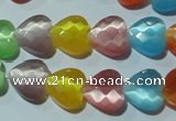 CCT973 15 inches 12*12mm faceted heart cats eye beads wholesale