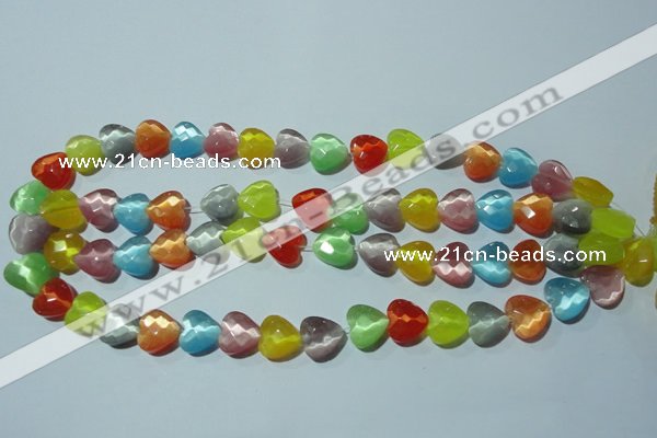 CCT973 15 inches 12*12mm faceted heart cats eye beads wholesale