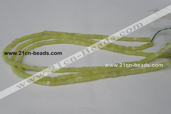 CCU03 15.5 inches 4*4mm cube olive jade beads wholesale