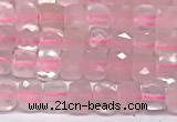 CCU1006 15 inches 4mm faceted cube rose quartz beads