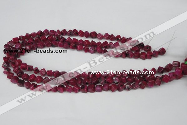 CCU102 15.5 inches 6*6mm cube dyed white jade beads wholesale