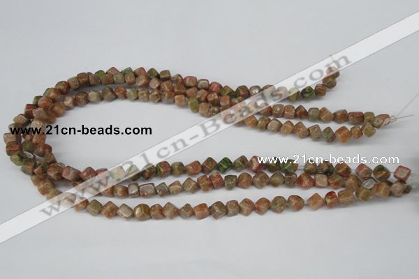 CCU103 15.5 inches 6*6mm cube New unakite beads wholesale