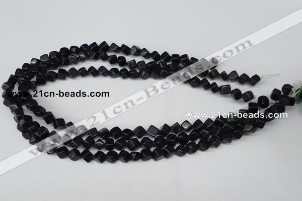 CCU106 15.5 inches 6*6mm cube blue goldstone beads wholesale