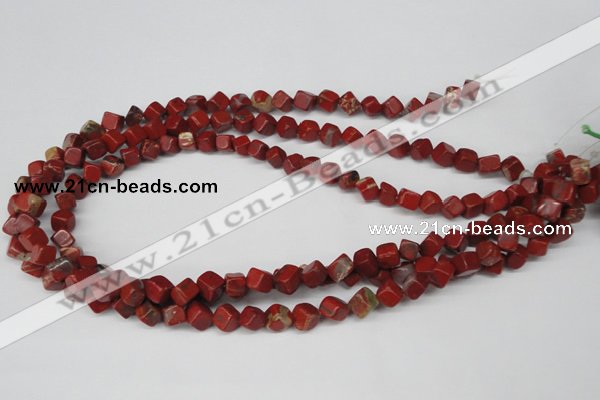 CCU108 15.5 inches 6*6mm cube red jasper beads wholesale