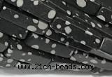 CCU1165 15 inches 4*13mm cuboid snowflake obsidian beads