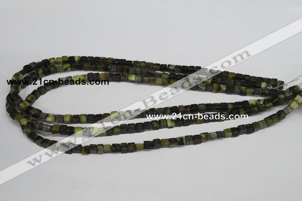 CCU12 15.5 inches 4*4mm cube yellow turquoise beads wholesale