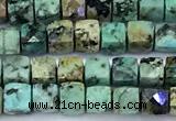 CCU1271 15 inches 4mm faceted cube African turquoise beads