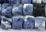 CCU1274 15 inches 6mm - 7mm faceted cube sodalite beads