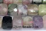 CCU1275 15 inches 6mm - 7mm faceted cube tourmaline beads