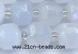 CCU1286 15 inches 9mm - 10mm faceted cube blue chalcedony beads