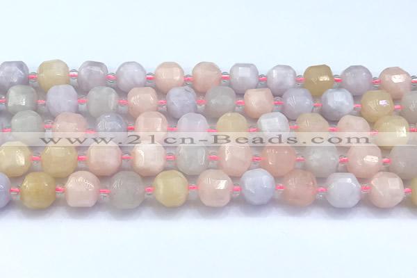 CCU1287 15 inches 9mm - 10mm faceted cube morganite beads