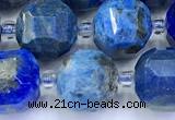 CCU1294 15 inches 9mm - 10mm faceted cube lapis lazuli beads