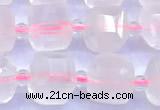 CCU1301 15 inches 9mm - 10mm faceted cube rose quartz beads