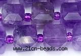 CCU1319 15 inches 7mm - 8mm faceted cube amethyst beads