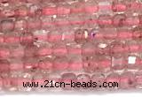 CCU1327 15 inches 2.5mm faceted cube strawberry quartz beads