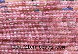 CCU1606 15 inches 2.5mm faceted cube strawberry quartz beads