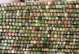 CCU1708 15 inches 2.5mm faceted cube unakite gemstone beads