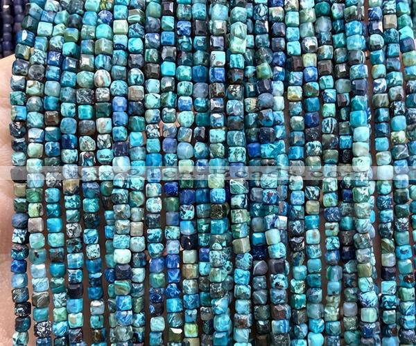 CCU1713 15 inches 2.5mm faceted cube azurite gemstone beads