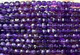 CCU1803 15 inches 4mm faceted cube amethyst gemstone beads