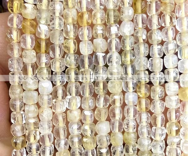 CCU1812 15 inches 4mm faceted cube citrine beads wholesale