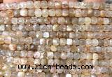 CCU1829 15 inches 4mm faceted cube grey moonstone beads