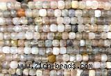CCU1830 15 inches 4mm faceted cube rainbow moonstone beads