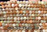 CCU1836 15 inches 4mm faceted cube arusha sunstone beads