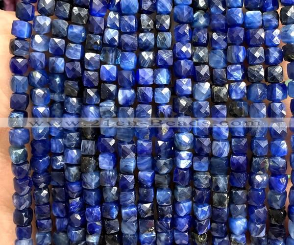 CCU1854 15 inches 4mm faceted cube blue kyanite gemstone beads