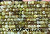 CCU1858 15 inches 4mm faceted cube green garnet gemstone beads