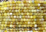 CCU1869 15 inches 4mm faceted cube yellow opal gemstone beads