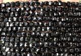 CCU1871 15 inches 4mm faceted cube black spinel gemstone beads