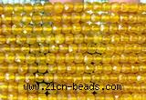 CCU1887 15 inches 4mm faceted cube yellow agate beads