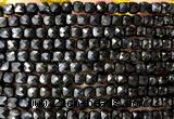 CCU1890 15 inches 4mm faceted cube black agate beads