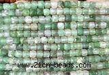 CCU1895 15 inches 4mm faceted cube green aventurine jade beads