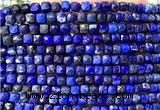 CCU1910 15 inches 4mm faceted cube lapis lazuli gemstone beads