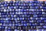 CCU1911 15 inches 4mm faceted cube sodalite gemstone beads