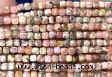 CCU1916 15 inches 4mm faceted cube rhodochrosite gemstone beads