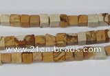 CCU29 15.5 inches 5*5mm cube picture jasper beads wholesale