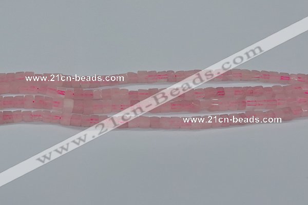 CCU300 15.5 inches 4*4mm cube rose quartz beads wholesale