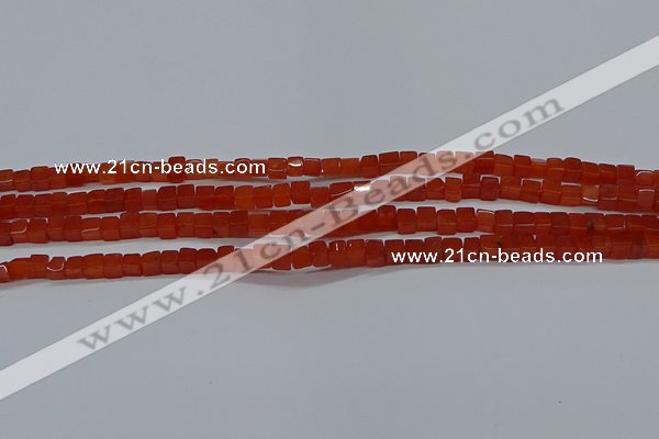 CCU305 15.5 inches 4*4mm cube red agate beads wholesale